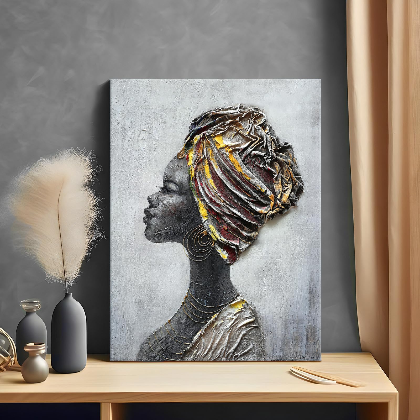 FajerminArt African American Woman Wooden Framed Canvas Wall Art - Image 3