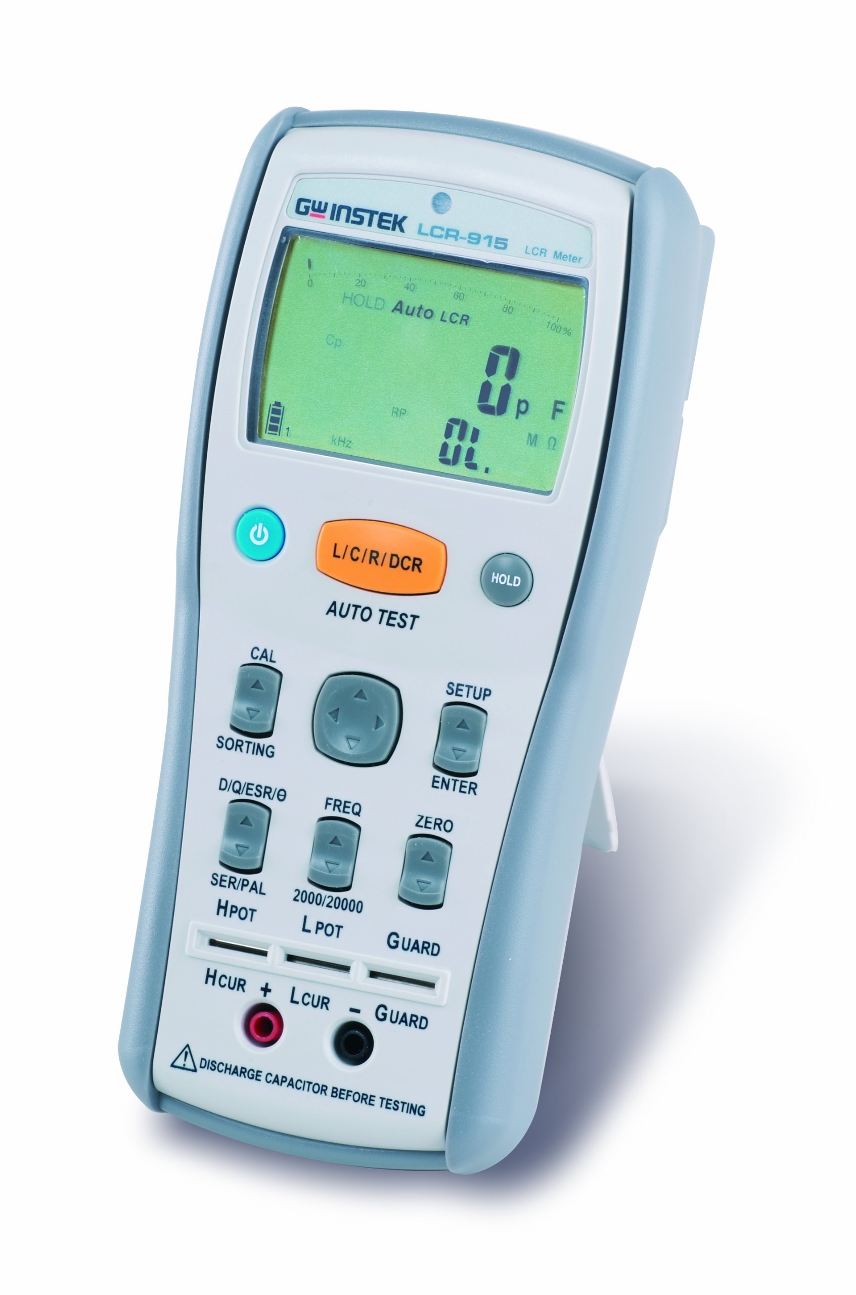 GW Instek LCR-915 Handheld LCR Meter, 100Hz/120Hz/1kHz/10kHz Selectable Test Frequency