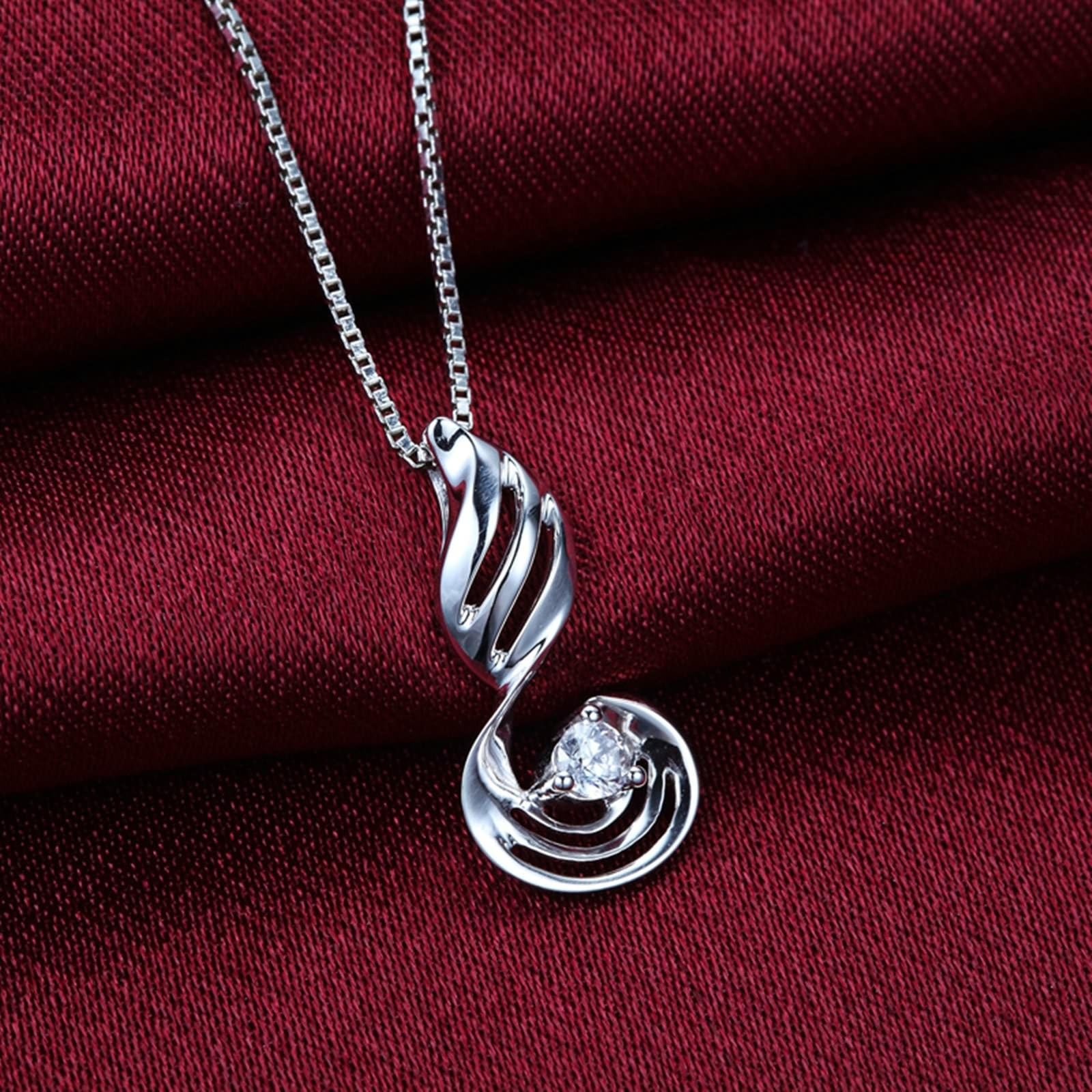 Collana In Oro Bianco Donna Vero, Collana Matrimonio Sposa con Diamante Sintetico a Forma di Ala, Gioielli con Pietra del Mese di Nascita