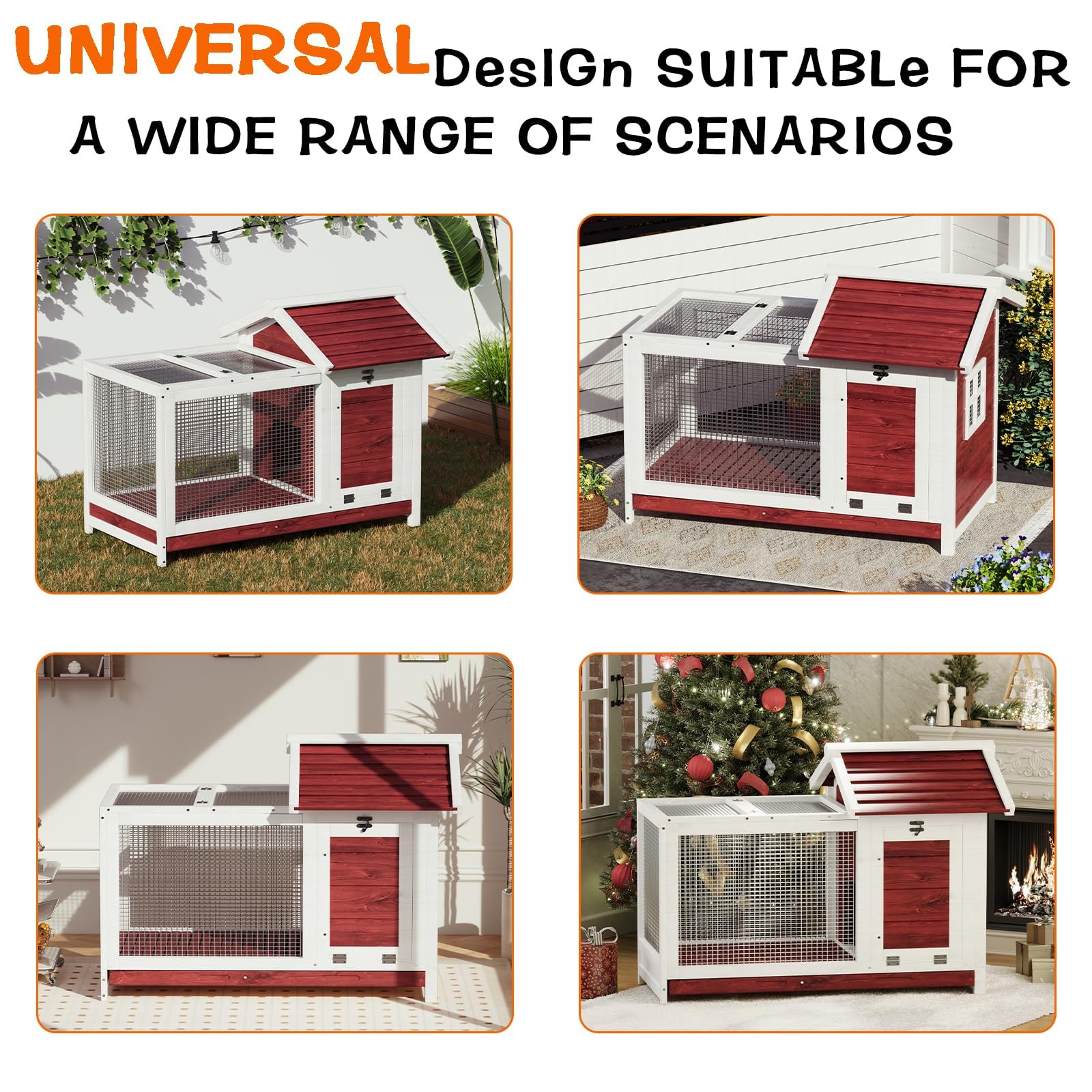 Gabbia per piccoli animali in legno – 2 piani resistente alle intemperie – Tetto impermeabile – Vassoio estraibile – Rete musicale rimovibile – Rampe anti-morso – Per conigli, galline,