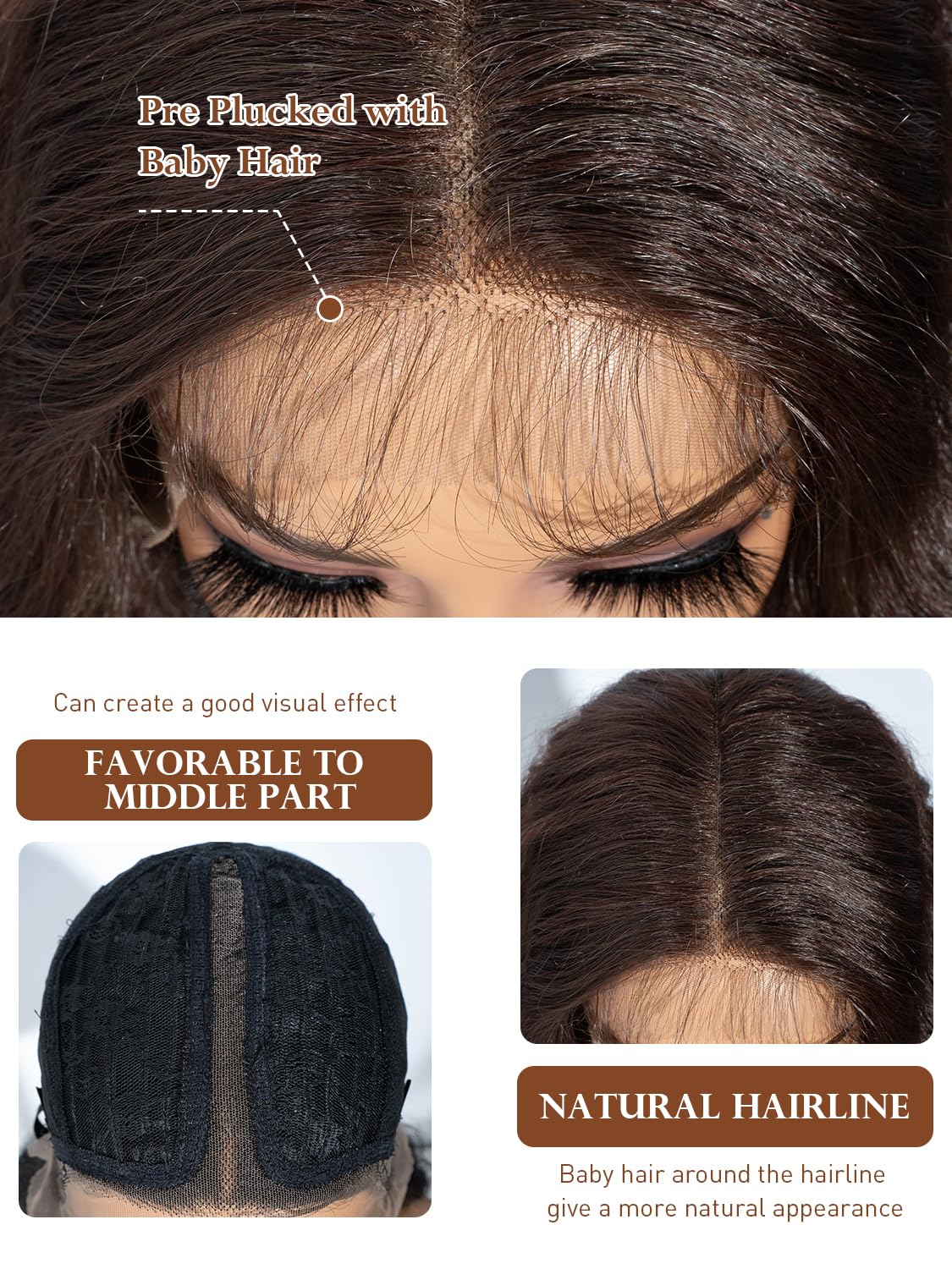 Joedir Curly Wig Shoulder Length Wigs for Women T-Part Lace Deep Curly Wig with Baby Hair 20 Inches Synthetic Wig for Daily Wear - Image 4