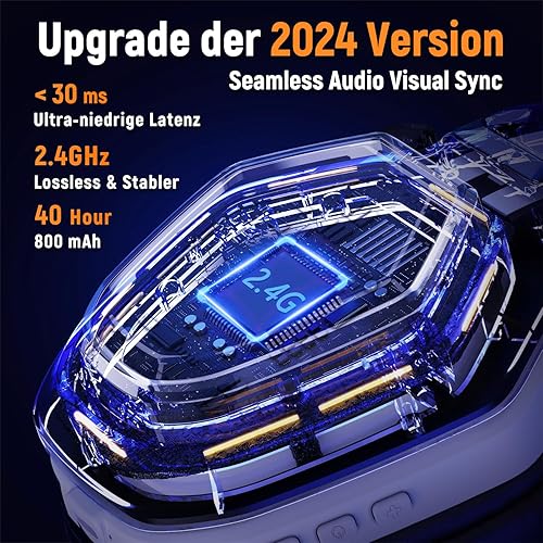 Miniatura 2 de Ozeino Auriculares inalámbricos para juegos de 2.4 GHz para PC, PS5, PS4, audio sin pérdida USB y tipo C, auriculares para juegos ultra estables con