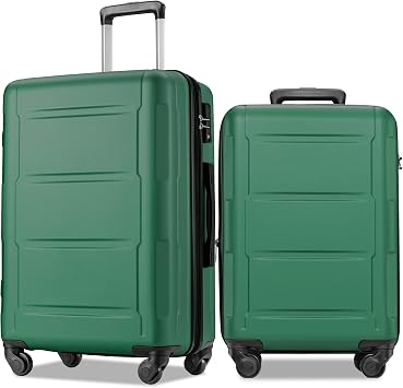 2 Piece Luggage Set Lightweight Suitcase Set With TSA Lock & Expanable Spinner Wheels 20inch+24inch Set Green As shown