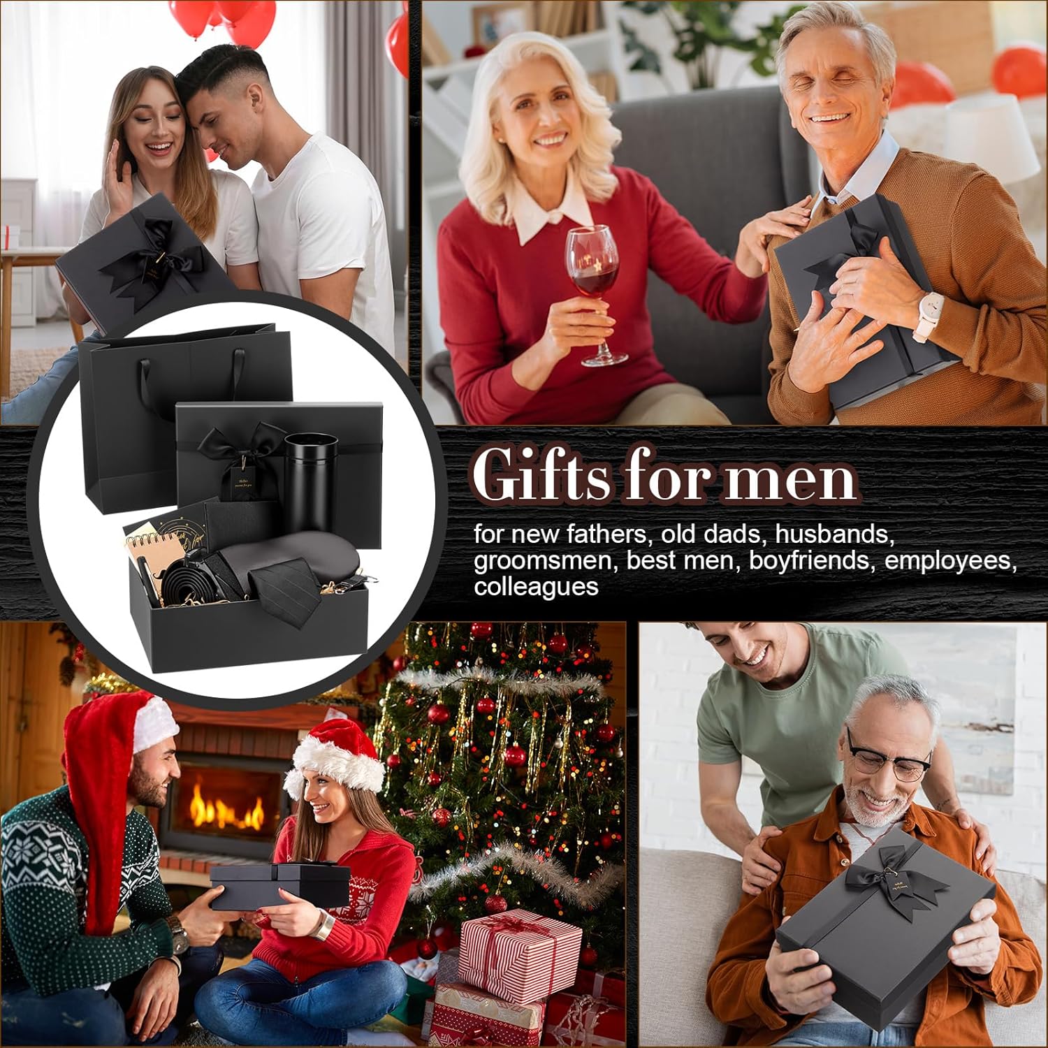 12 Pcs Birthday Gifts Baskets for Men Valentines Box Gift for Men 16 oz Tumbler Wallet Eye Mask Leather Belt Tie Keychain Pen Journal Hat Set for Dad Husband Brother(Bow Gift Box) - Image 7