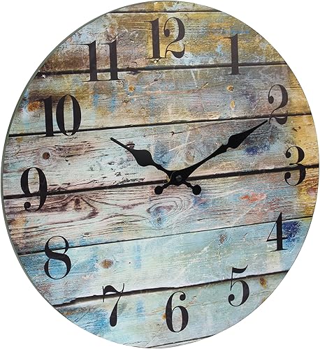 Miniatura 2 de Stonebriar Vintage Farmhouse - Reloj de pared colgante de madera de 14 pulgadas con pilas