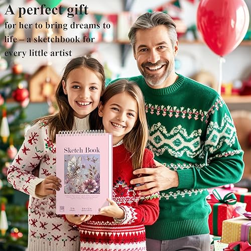 Miniatura 101 de Cuaderno de bocetos de 9 x 12 pulgadas, bloc de bocetos con espiral superior, paquete de 1 bloc de 100 hojas (68 libras/3.53 oz/m² - 100 g/m2)