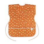 Bumkins Short Sleeve Smock, Toddler Reusable Waterproof Bib for Girls and Boys Ages 3-7 Years, Junior Childrens, Kids Paint Apron, Arts, Crafts and Play with Pocket, Soft Fabric, Boho Orange