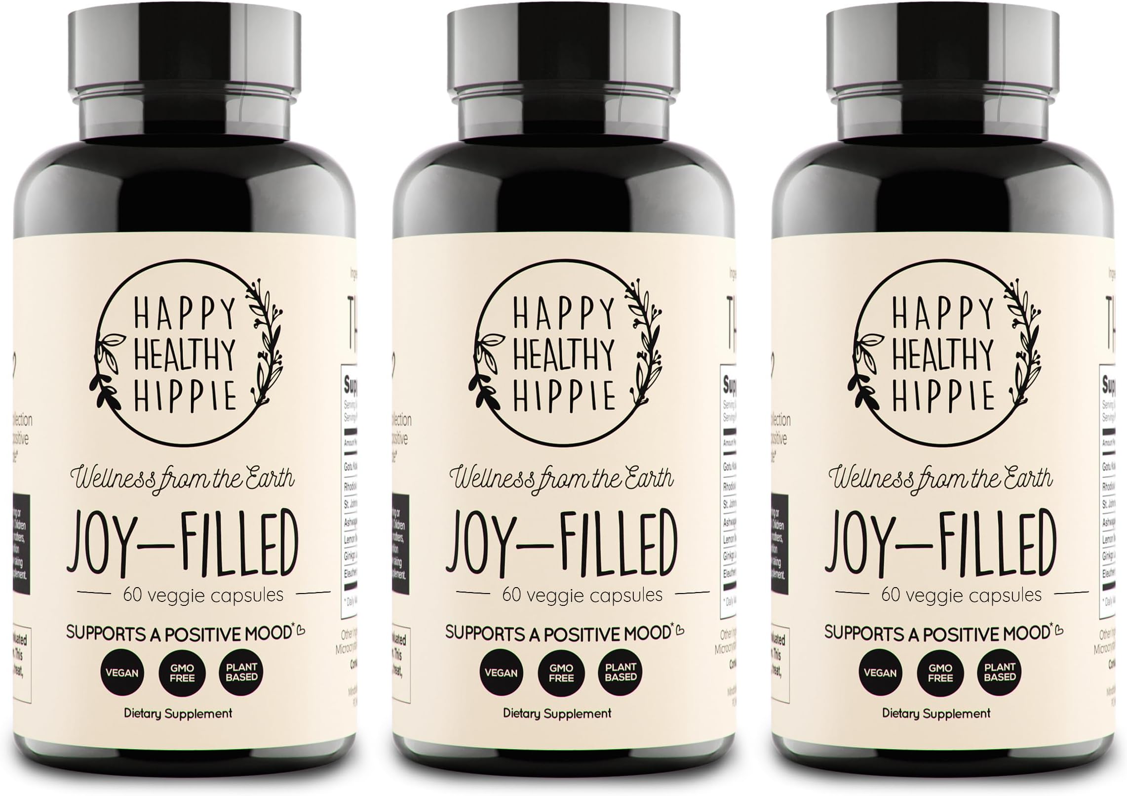 Joy-Filled Mood Support Supplement with St Johns Wort | Helps Calm The Mind & Body, Stress Relief Energy Supplements | 100% Plant-Based | Ashwagandha, Rhodiola, Eleuthero | Herbal Adaptogens, 180 ct