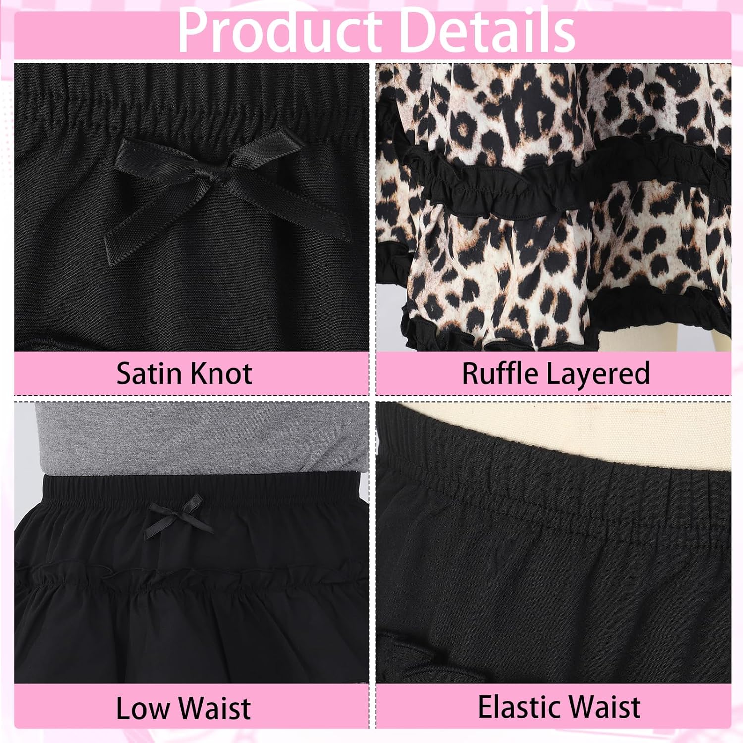 Women Y2k Mini Ruffle Skirt Lace Multi-Layered Lolita Bow Tie Shorts Elastic Waist Sweet Pettipants - Image 6