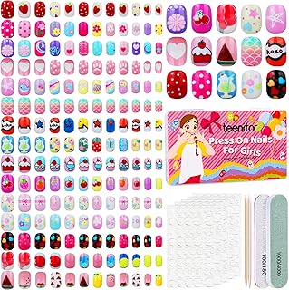 Teenitor 360 Pcs Kids Press On Nails, 15 Styles 12 Sizes Press On Nails