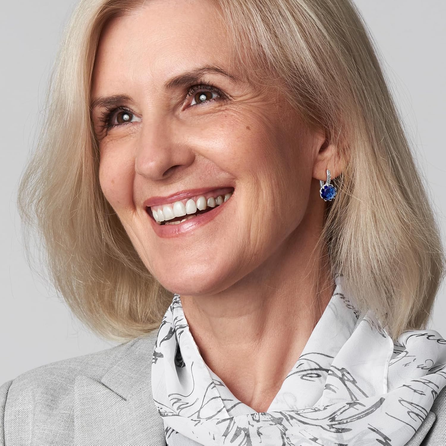 Round Hoop Earrings for Women - Sterling Silver Drop Dangle Earrings with Cubic Zirconia, Hypoallergenic Birthstone Jewelry - Image 3