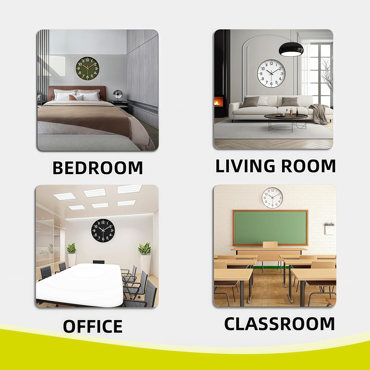 Wall Clocks Battery Operated, 12” Large Wall Clock for Living Room Bedroom Classroom Decor, Kitchen Clock, Modern Wall Clock, Non-Ticking Silent Clock (Vintage Green)