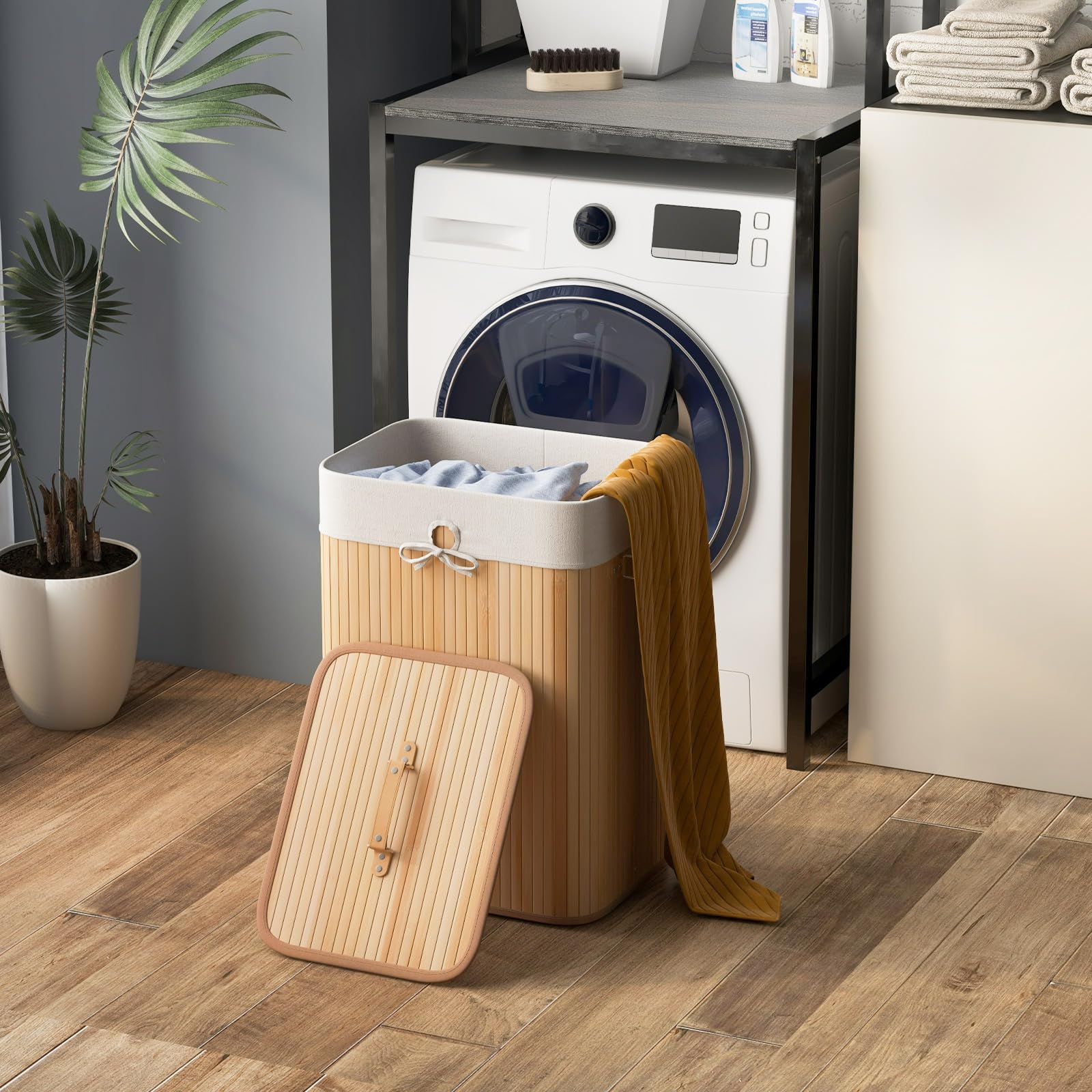 Amazon｜Giantex (ジャイアンテックス) 竹製ランドリーバスケット 蓋