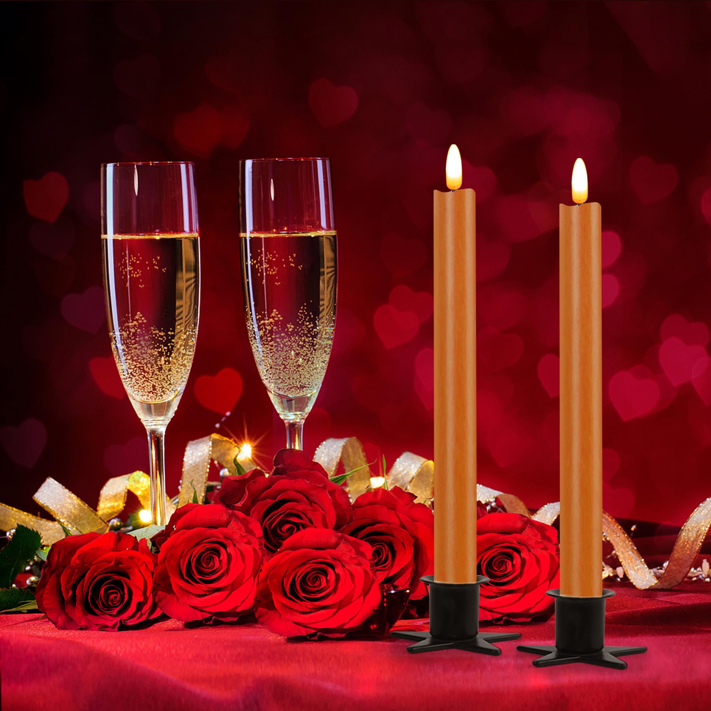 Candele coniche senza fiamma con fiamma tremolante realistica e timer