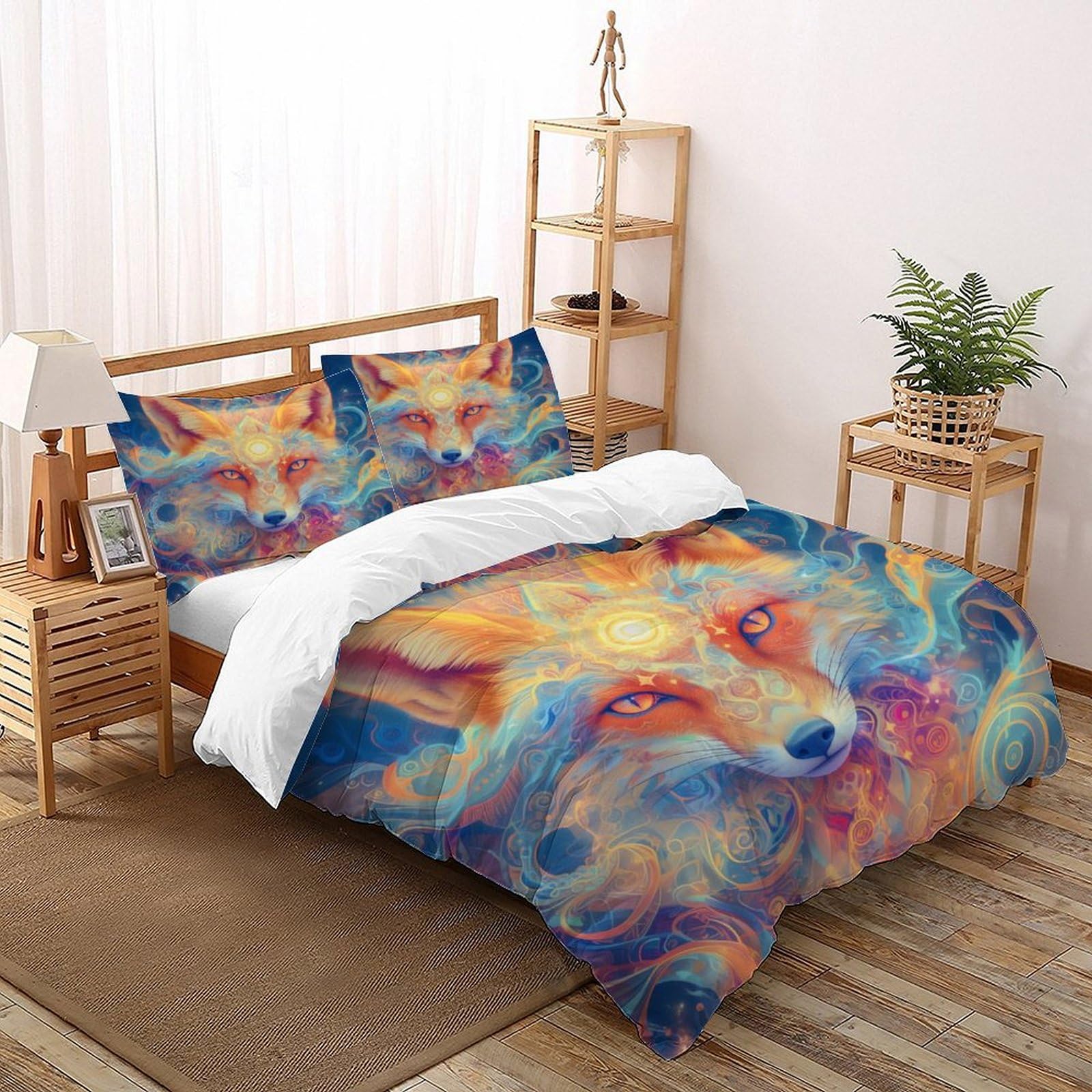 Housse de couette microfibre 200x200 parure lit double couvre-lit imprimé animaux