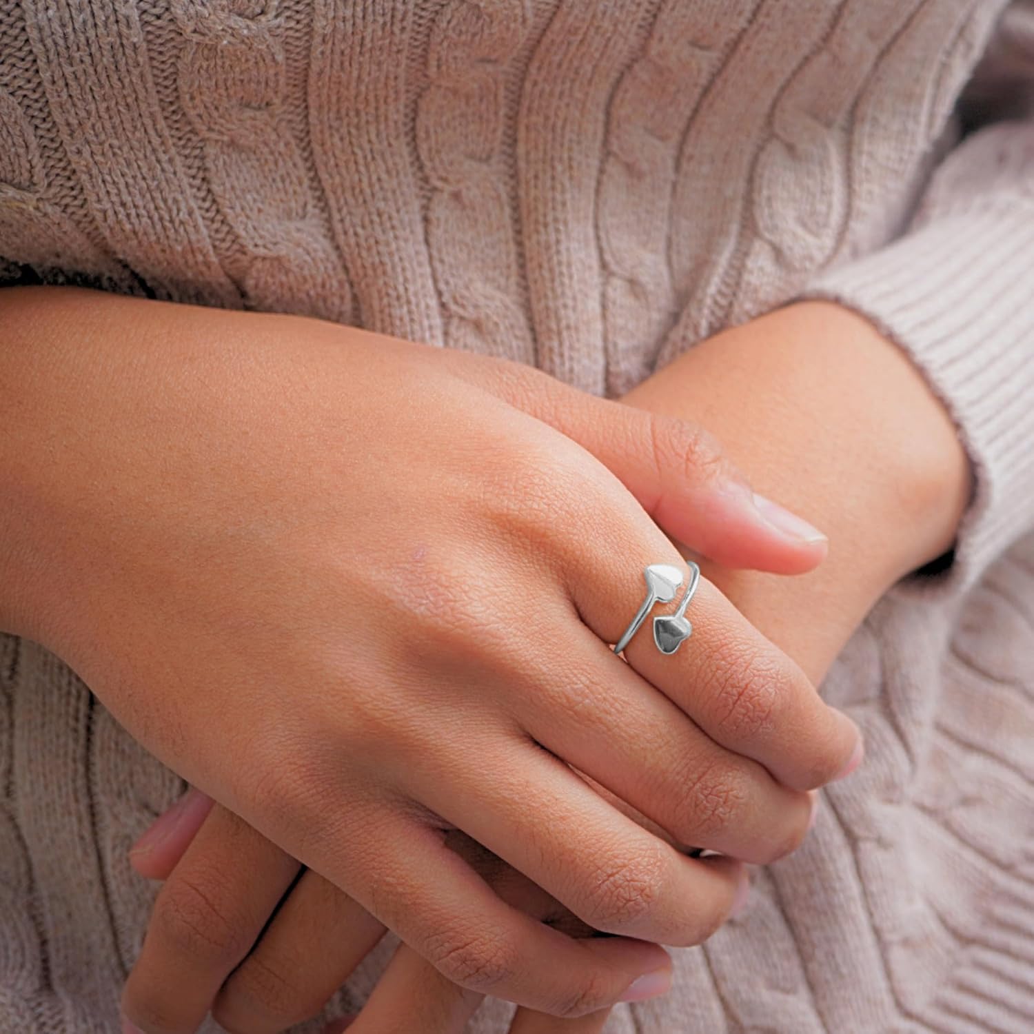 18k Gold Plated Simple Minimalist Heart Adjustable Stackable Halo Ring Band for Women Valentines Day Gifts for Her Comes with a Gift Box