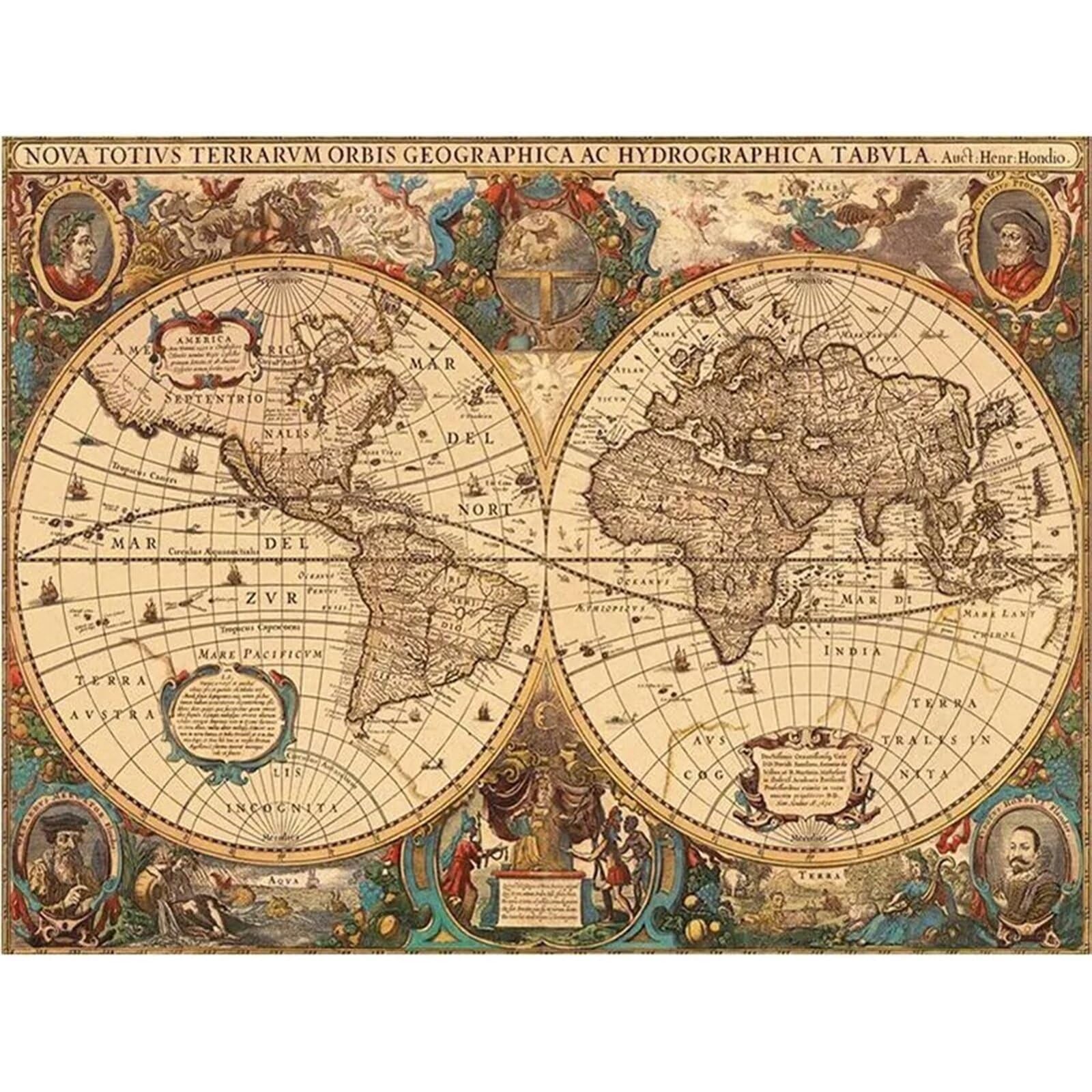 Mapa świata w stylu retro, do malowania po numerach, dla dorosłych, bez ramy, 55 x 70 cm, malowanie według numerów, dla dorosłych, początkujących, z pędzlami i pigmentem akrylowym, obraz olejny do