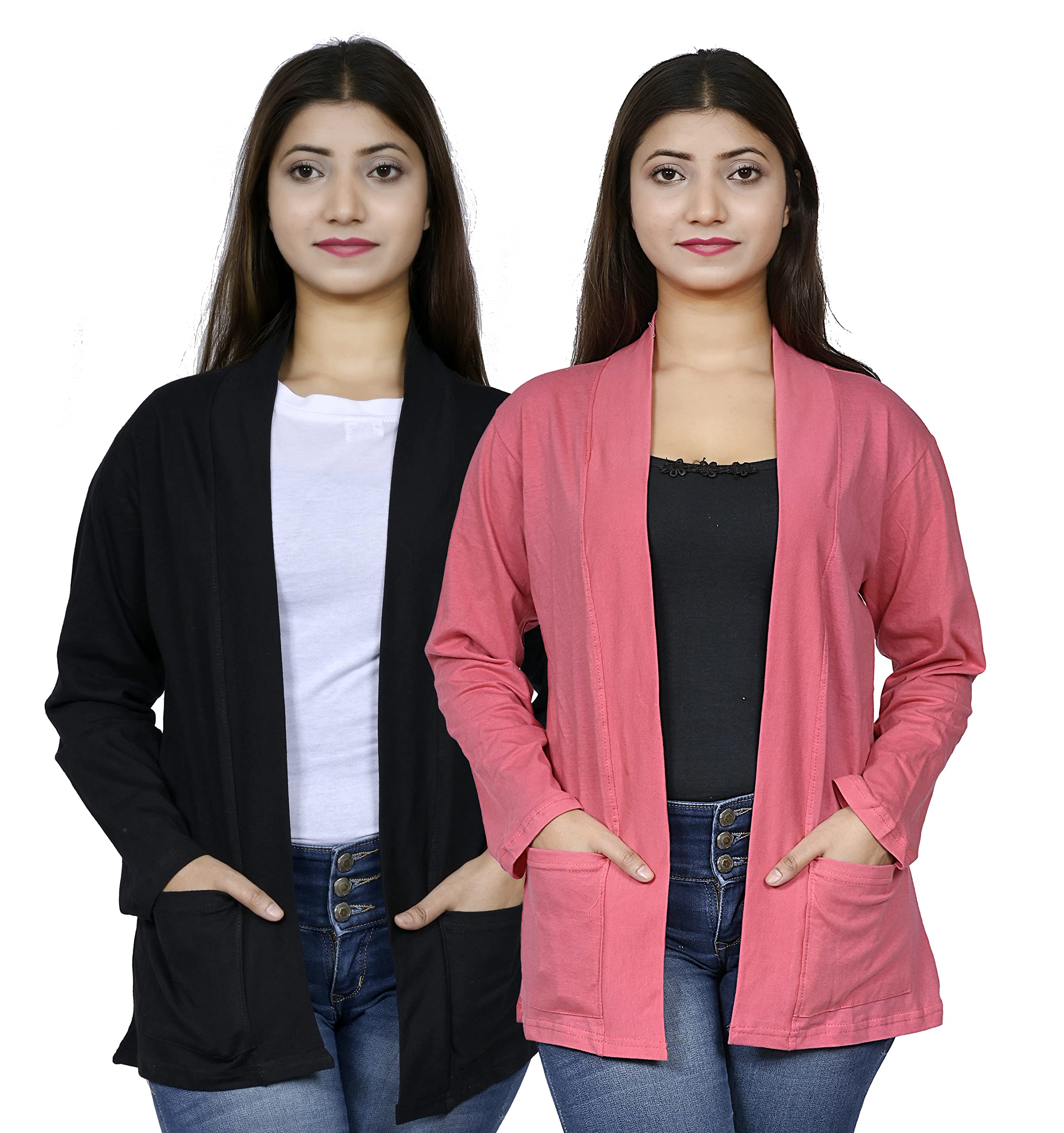 kg best collection Women Pocket Shrug Pack of Two(Black,Orange)-picture-37