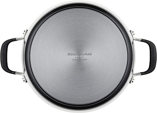 Miniatura 9 de KitchenAid 84805 Olla antiadherente anodizada dura con tapa, 8 cuartos de galón, color negro ónix