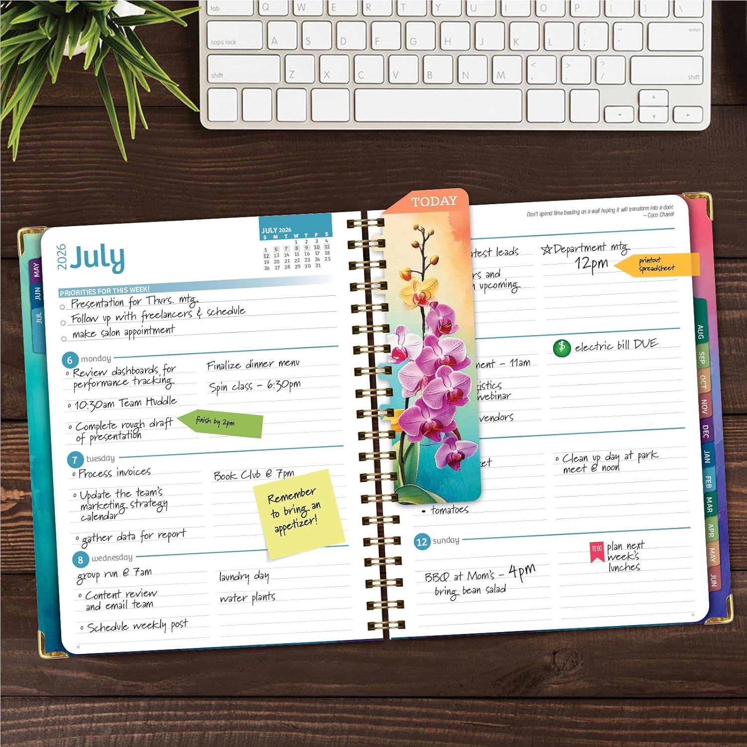 HARDCOVER Academic Year 2026-2027 Planner: 14 Months (May 2026 Through June 2027) 8.5"x 11" Daily Weekly Monthly Planner Yearly Agenda. Bookmark, Pocket Folder and Sticky Note Set (Orchid)