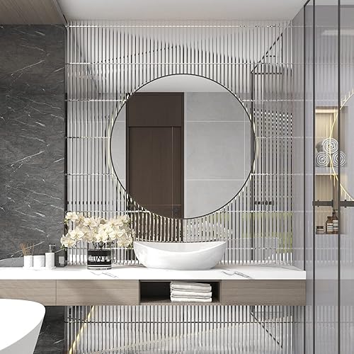 Miniatura 2 de Lovdeco Azulejos de tira de espejo para despegar y pegar, azulejos de espejo de 1.2 x 12 pulgadas para salpicaduras de cocina y pared de baño (5