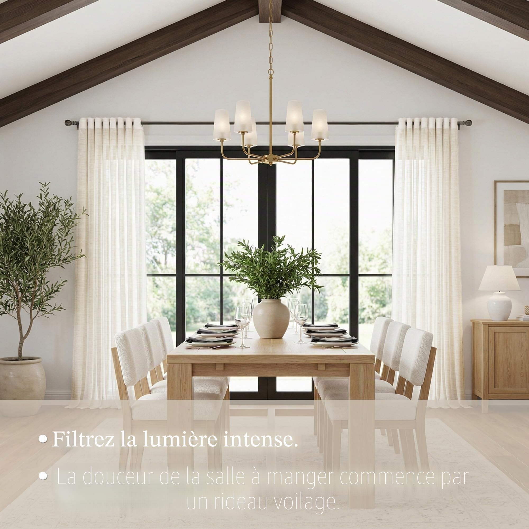 Rideau Voilage Transparent Lin Beige-de Salon Moderne Chambre Cuisine Balcon Baie Vitrée Léger Romantique à Oeillet Eyelet Tamisant Sheer Curtains Décorations d'intérieur de Fenêtre 140x280cm 2PC