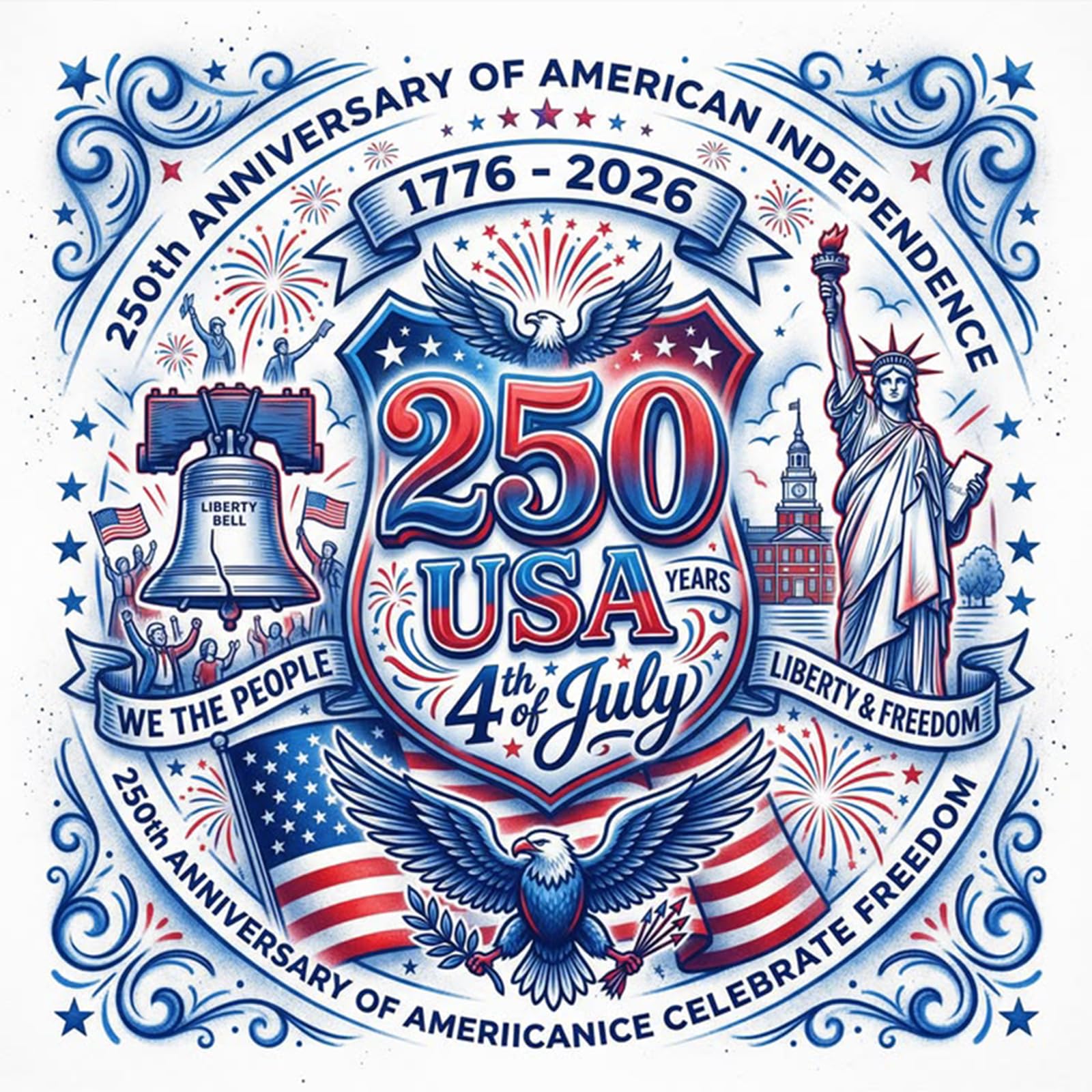 Poetrydraw Us Independence Day 5D Round Diamond Art Paintings Kit 15.75 X 15.75 In Home Wall Decor Diy Craft Gift For Adults & Beginners