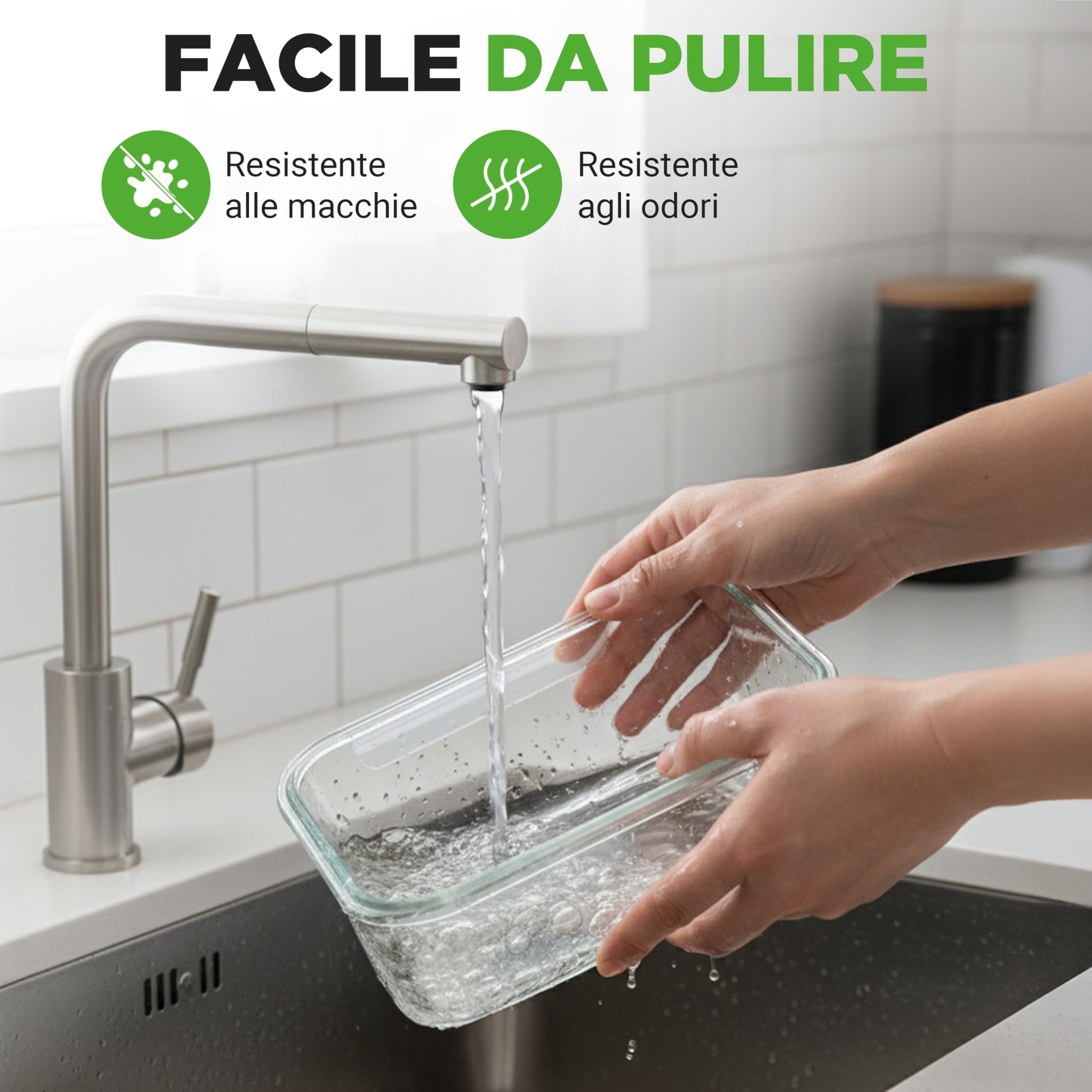 Nutrichef Contenitori Vetro per Alimenti 10 Pezzi (5 Contenitori + 5 Coperchi Ermetici), per Dolci, Verdura, Pomodoro, Frutta, Pasta e Cereali, senza BPA, Resistenti al Freezer/Forno, Verde