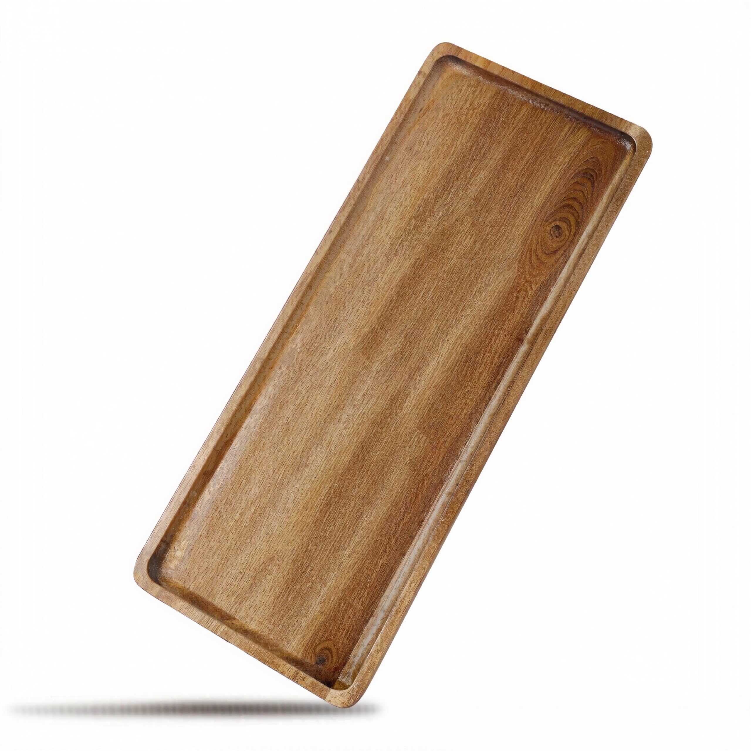 Solid Acacia Wood Serving Trays - 14" x 5.5" Rectangular Wooden Platters for Food, Charcuterie Boards, Cheese, and Appetizers - Perfect for Home Decor, Parties