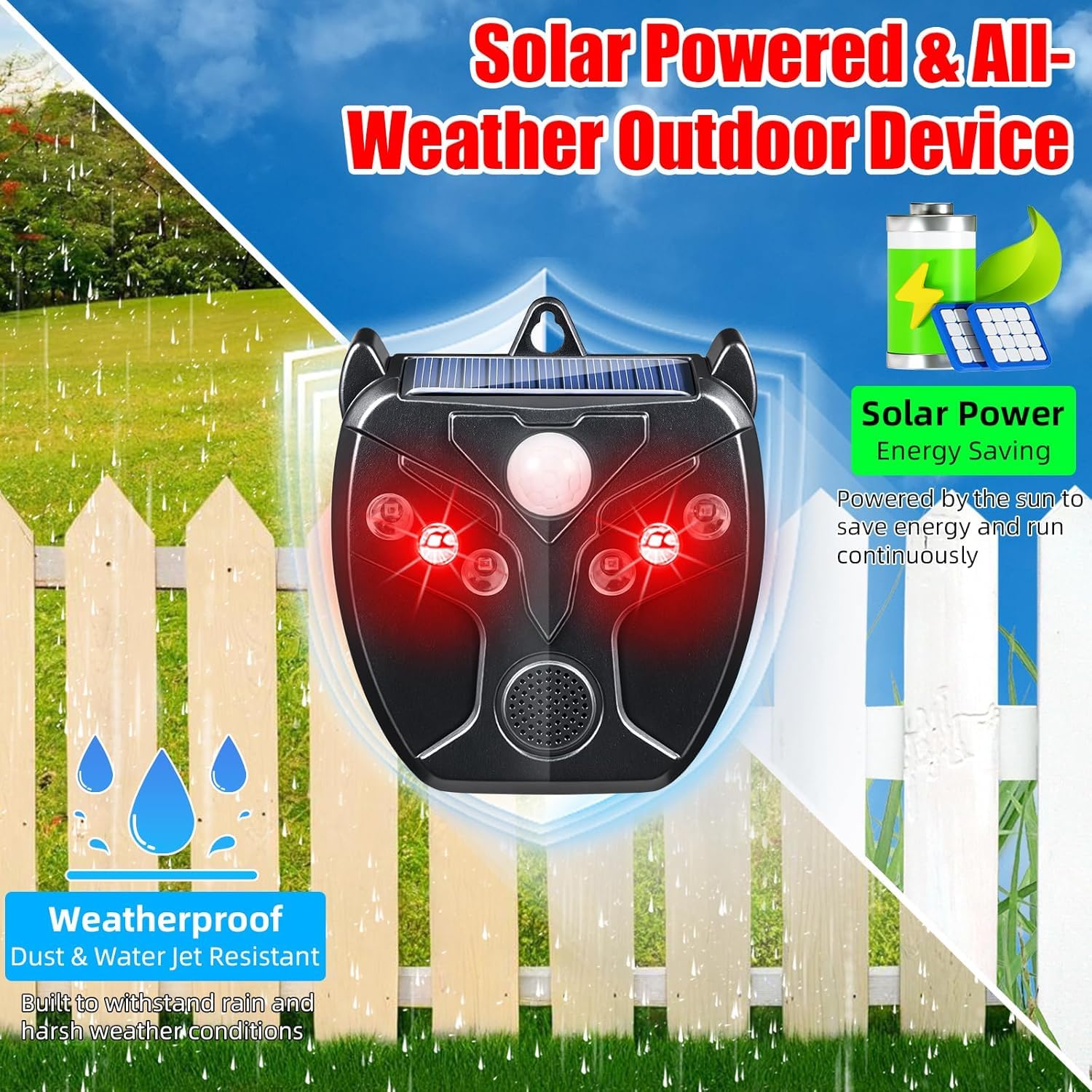4X Répulsif Solaire pour Animaux Nocturnes, Dissuasif de Coyotes pour Jardin, Répulsif Lumineux Contre Moufettes et Renards, Protection Contre Prédateurs pour Poulailler