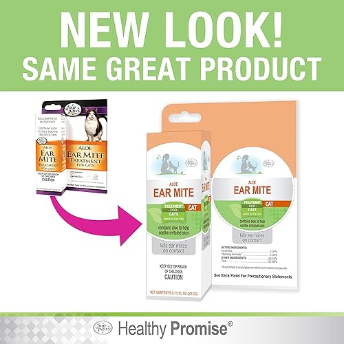 Miniatura 6 de Four Paws Healthy Promise - Solución calmante de aloe para ácaros de oído para gatos, reduce el olor y alivia la picazón, 0.75 onzas líquidas