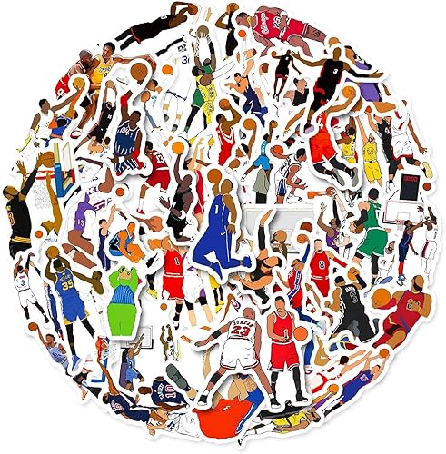 Basketball Vinyl Stickers, 50 Pack Waterproof Sports Energy Decals, 3.5