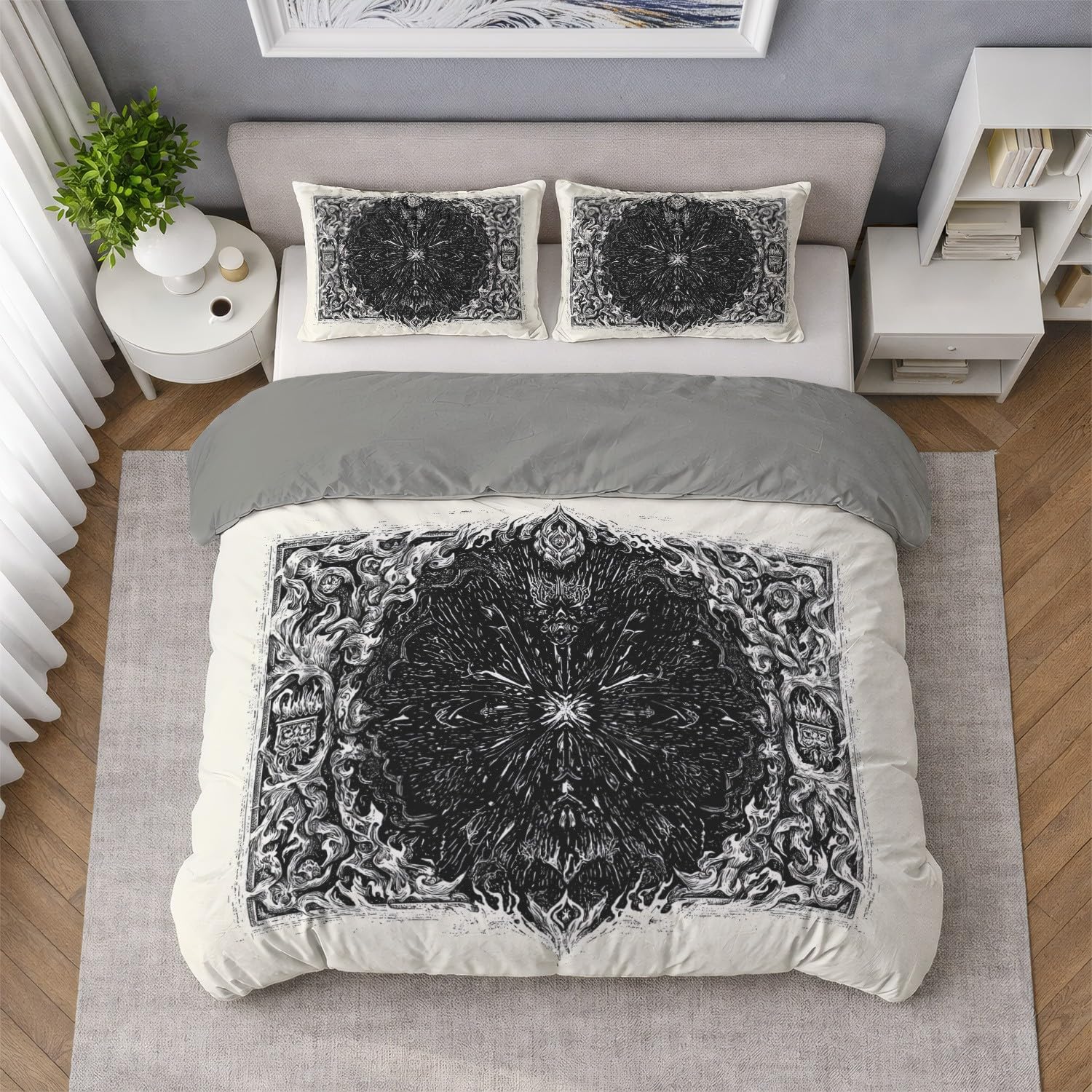 Pościel 200 x 200 cm, klasyczny kompleks vintage, sztuka, dwustronna, poszewka na kołdrę 200 x 200 cm, 3-częściowy komplet pościeli dziecięcej z poszewką na poduszkę 80 x 80 cm i z zamkiem