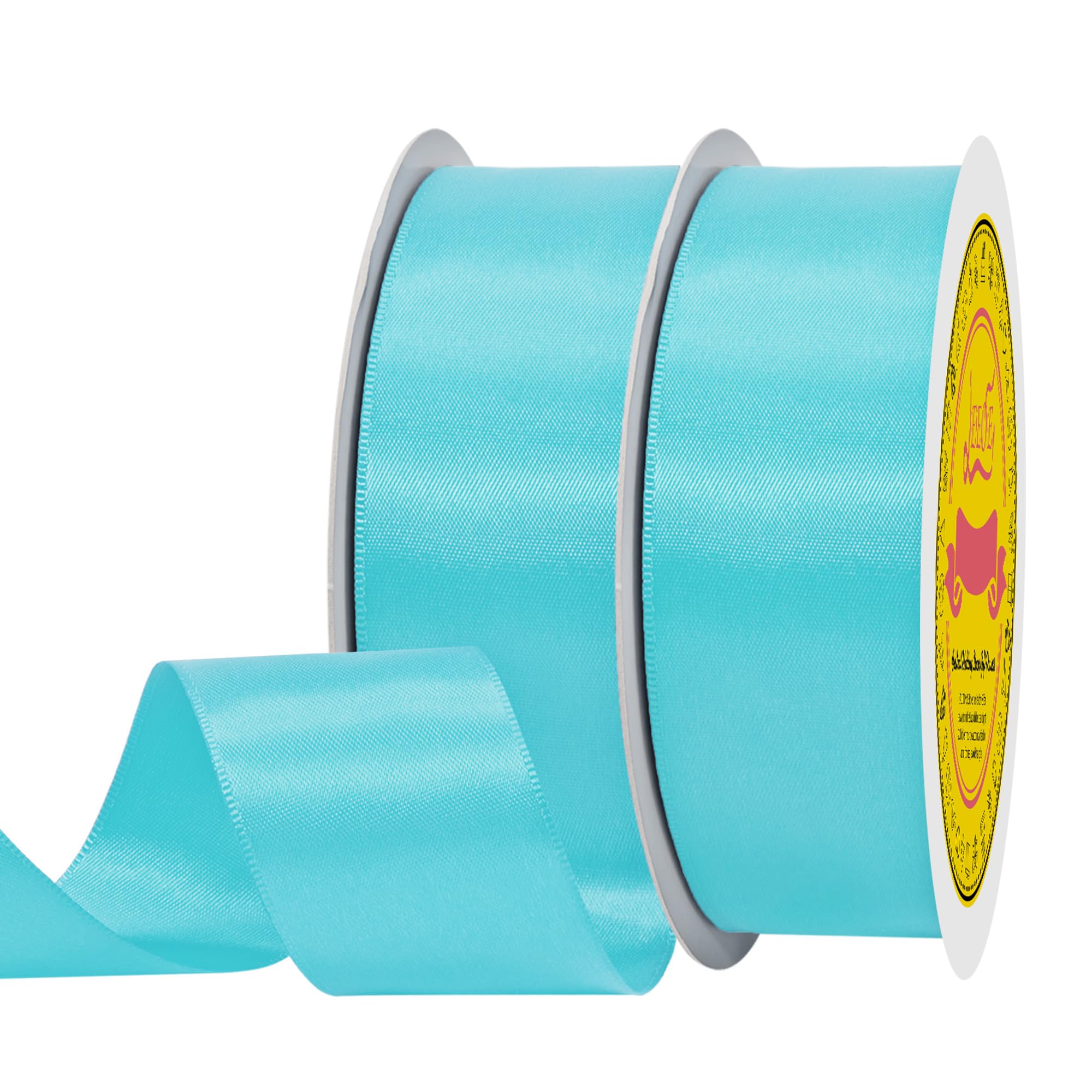 100 Yards Turquoise Green Satin Ribbon Polyester Ribbon for Gift Wrapping Very Suitable for Weddings Party Hair Bow Invitation Decorations and More（1-1/2 inch X 50Yards X 2 Roll）