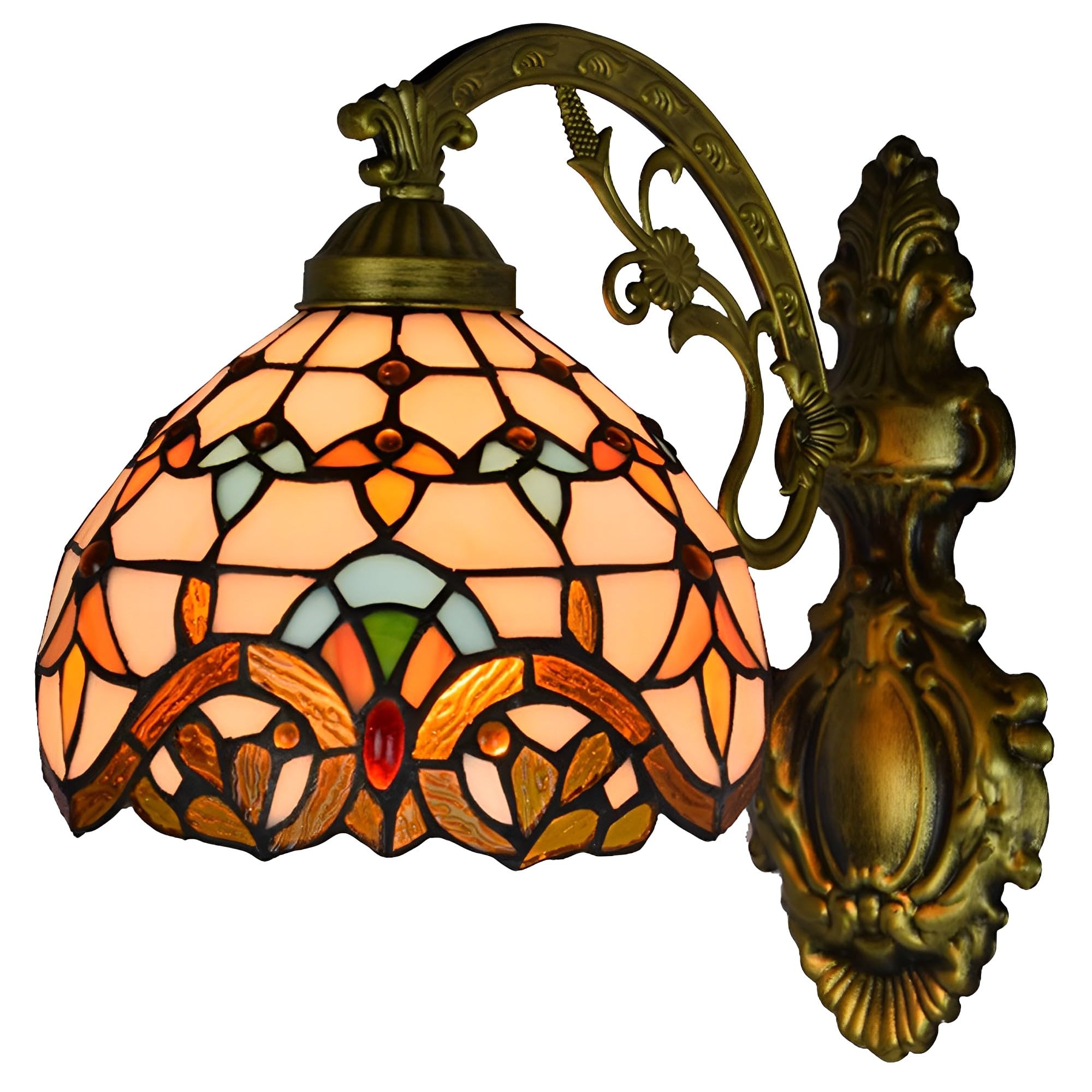 FYZDLAOR Baroque Vintage TiffanyStyle Wall Sconces with Stained Glass Shade,Wall Mounted Lighting Fixtures for Living Room Staircase Bedroom