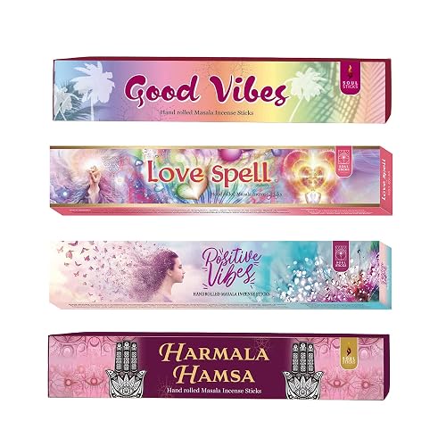 SOUL STICKS Handcrafted Incense Sticks Variety 4 Pack | 100% Natural Masala Incense Organic Home Fragrance Agarbatti | 15 Grams 10 Incense Sticks Per Pack (Peace & Love) - Peace & Love Variety Incense Sticks