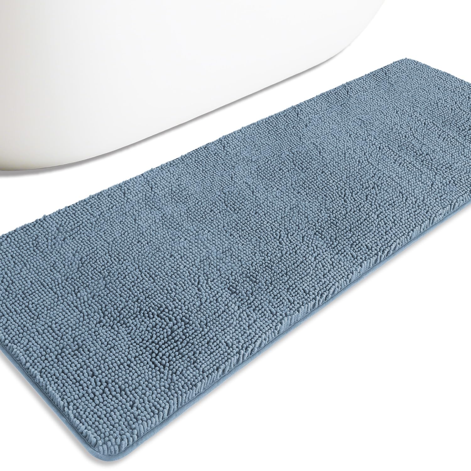 PureSwan Bathroom Runner Rugs 24 x72 Non Slip – Extra Large Long Bath Mat | Absorbent and Washable Thick Chenille Bath Rug for Bathroom, Shower, Sink(Blue)