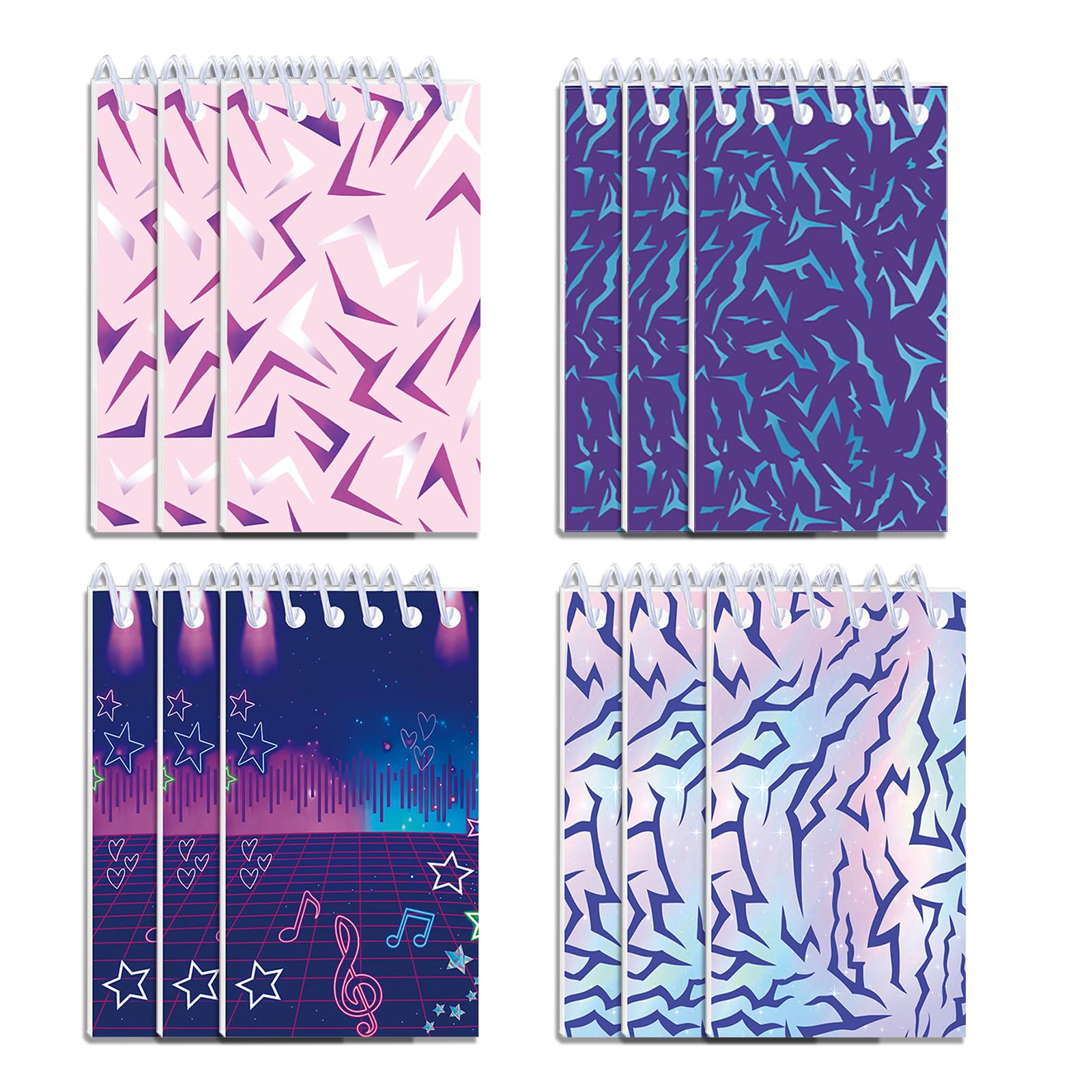 Velorin 12-Pack Purple Demon Small Notebook Set Kpop Party Bag Filler, A5 Spiral Notebook with 4 Styles, Smooth Writing Journal Notebook for School and Office