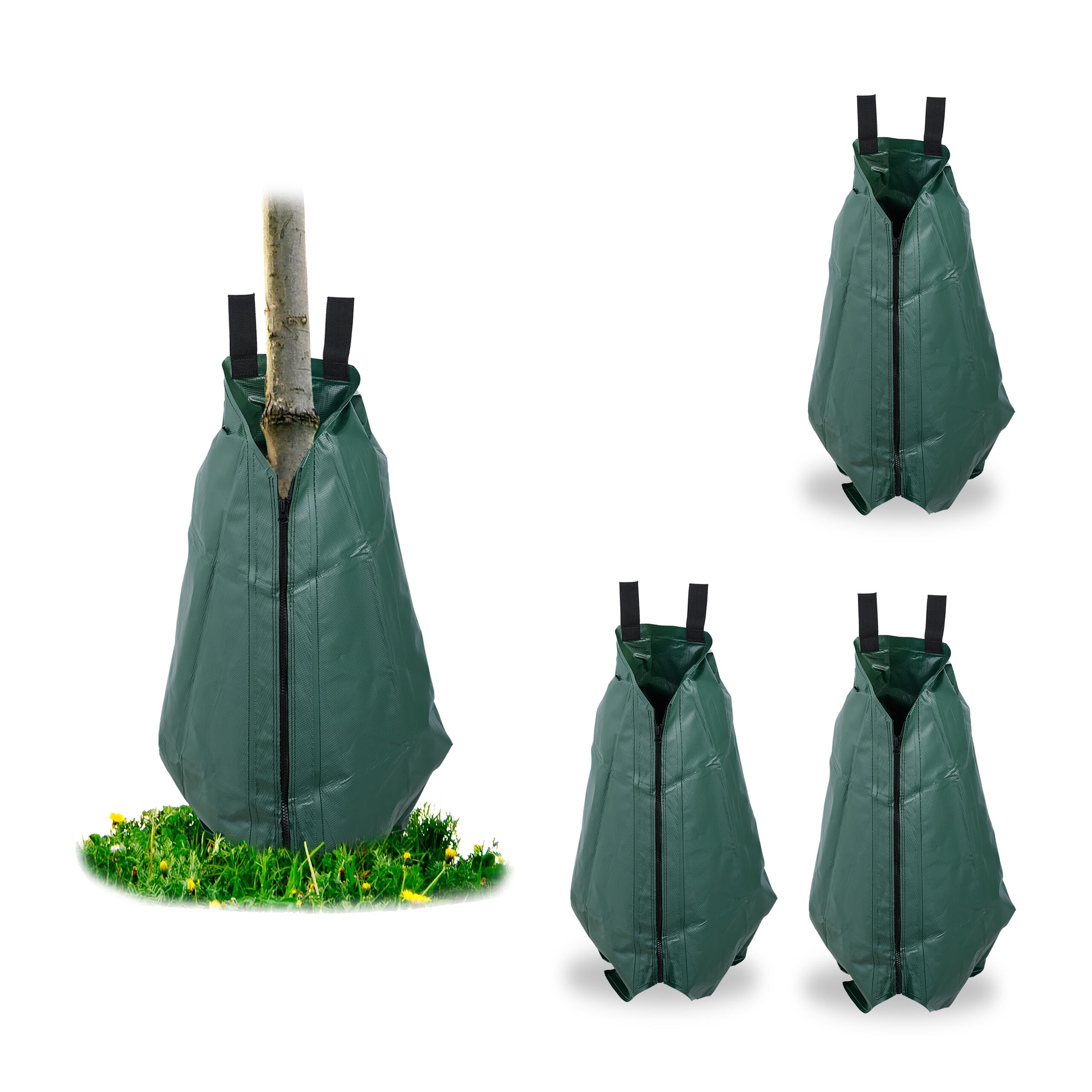 Relaxdays Bewässerungssack 75l 4er Set - Baum Gießsack Tröpfchenbewässerung