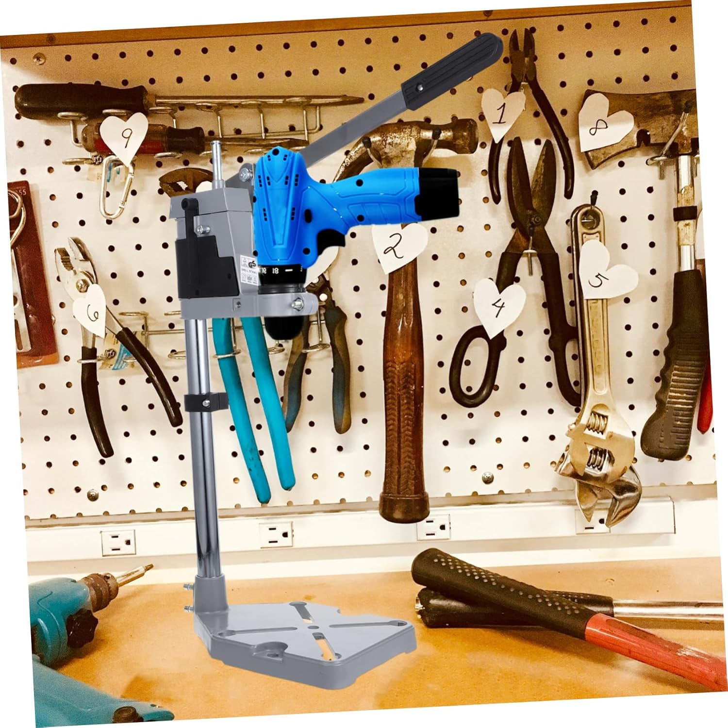 Portable Drill Press Stand Sturdy Cast Iron Base for Hand Drill Workbench