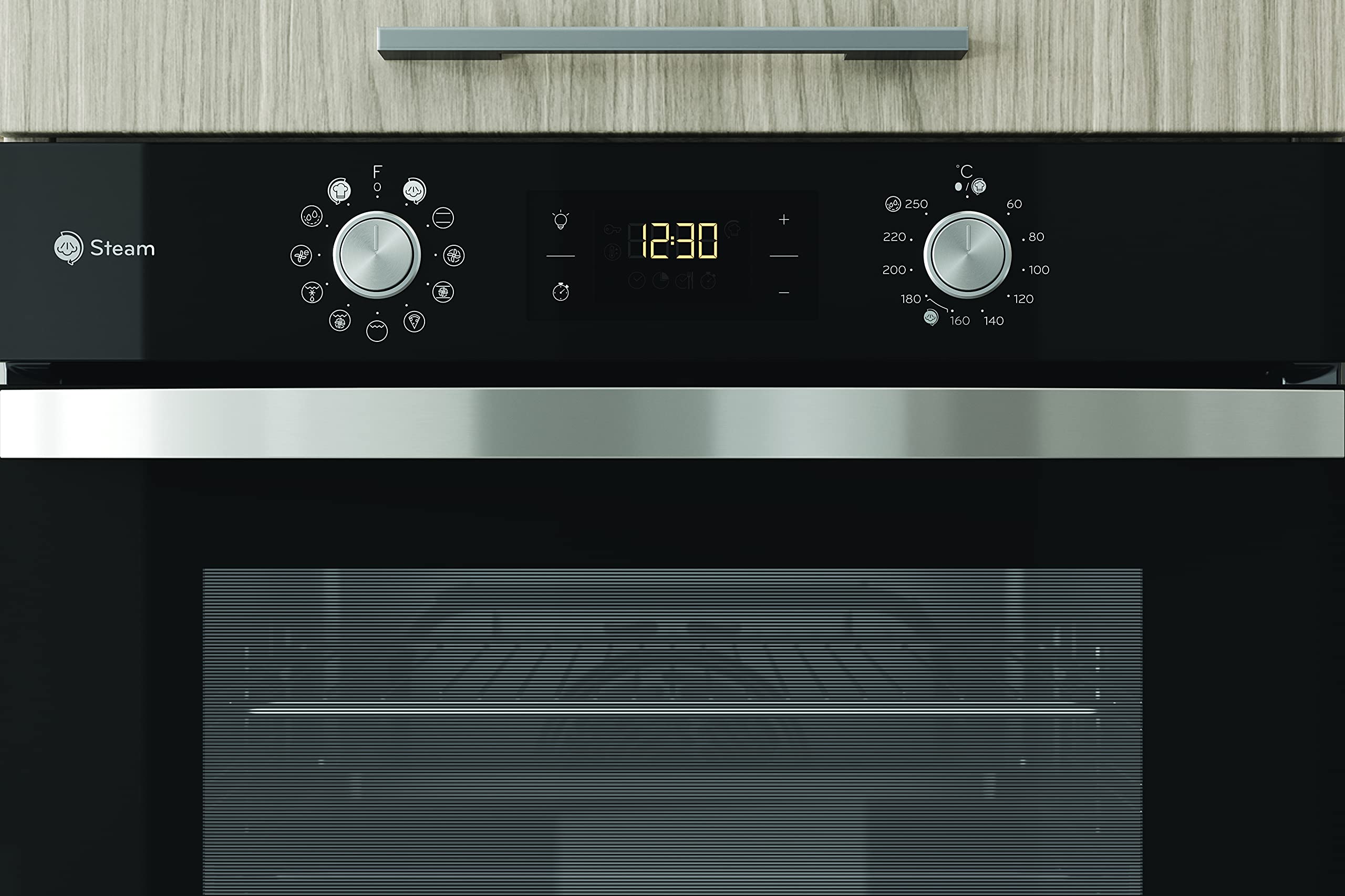 Privileg BAKO Turn&Go Steam 500 Einbau-Backofen 71 L Hydrolyse-Reinigung Heißluftbackofen 11 Funktionen Glaskeramik-Kochfeld
