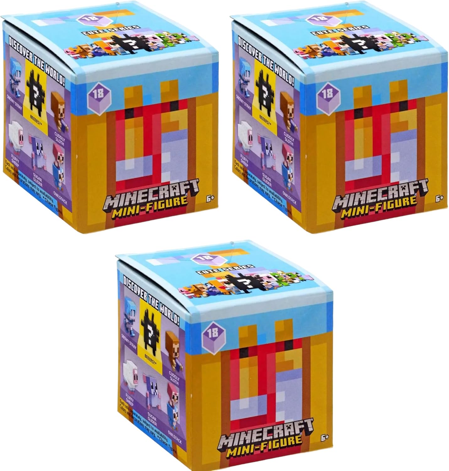 Minecraft Series 18 Cute Series Mini Figure Blind Box Bundle of 3 Packs