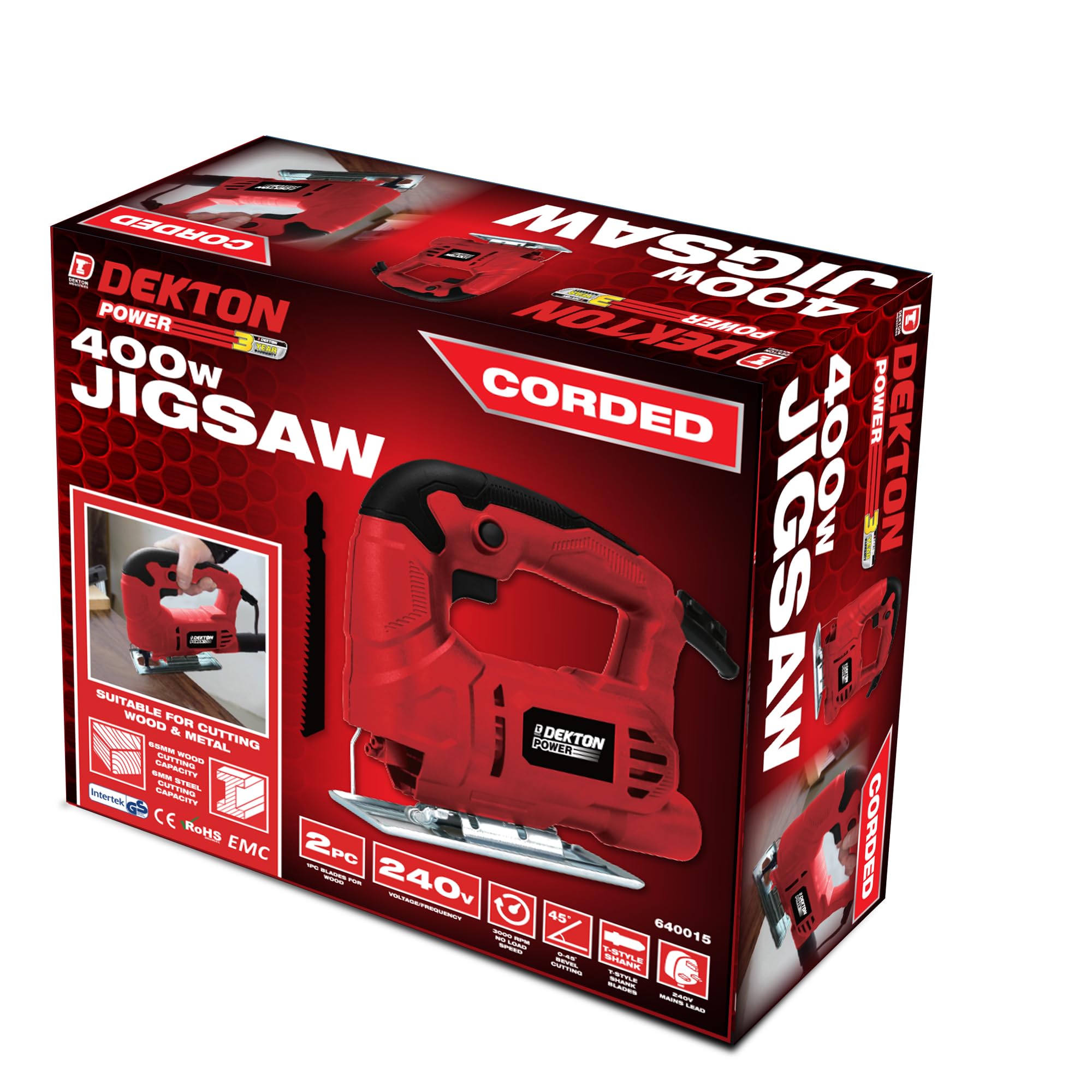 Dekton 400W Jigsaw-Powerful & Compact, Red - Image 2