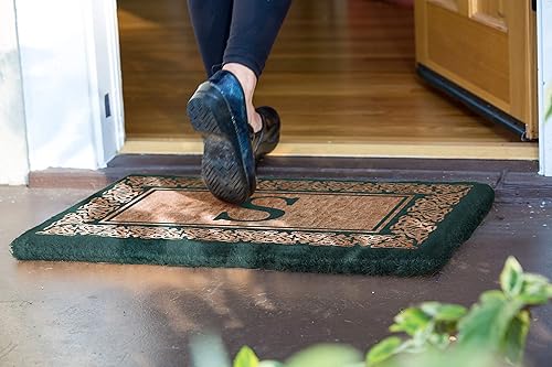 Miniatura 2 de COCO MATS 'N MORE Felpudo de coco con monograma de corazones rojos que florecen y bordes de 18 x 30 pulgadas con respaldo de vinilo  Tapetes