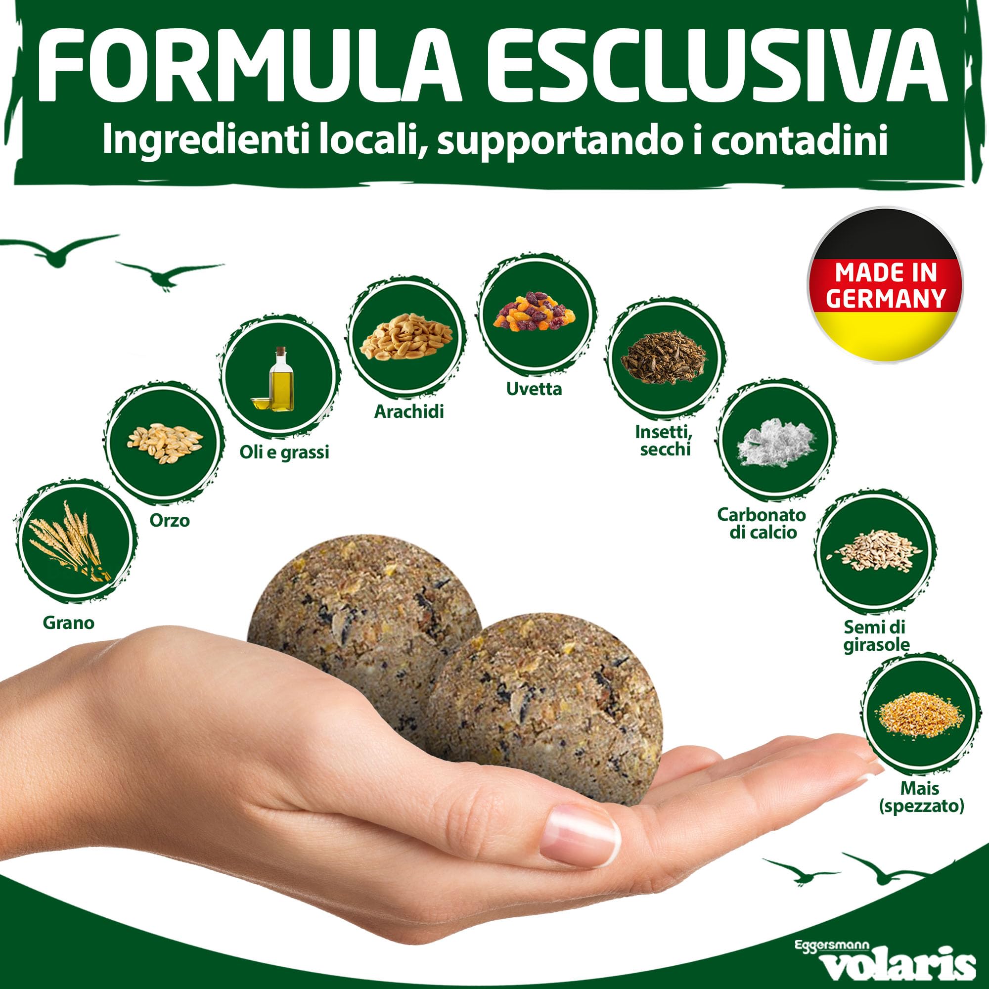 Eggersmann Volaris 30 pezzi palline di grasso proteico 2,7 kg mangime per uccelli selvatici