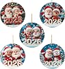 Acrylic Santa Claus Hanging Ornament: 5 PCS 2D Colourful Christmas Tree Decorations with String for Home, Wreath, Xmas Craft Present, Holidays and Party Supplies