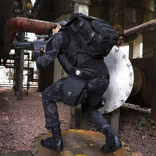 Miniatura 9 de Bolsa táctica de pierna caída, herramienta militar, riñonera Molle Utility Airsoft para motocicleta, ciclismo, cintura (1 parche incluido)