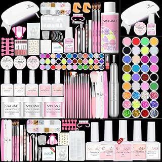 Saviland Acrylic Nail Kit with Drill – Nail Kit Acrylic Set for Nails Extension with Brush Gel Polish Builder Nail Gel Portable U V Light for Home DIY
