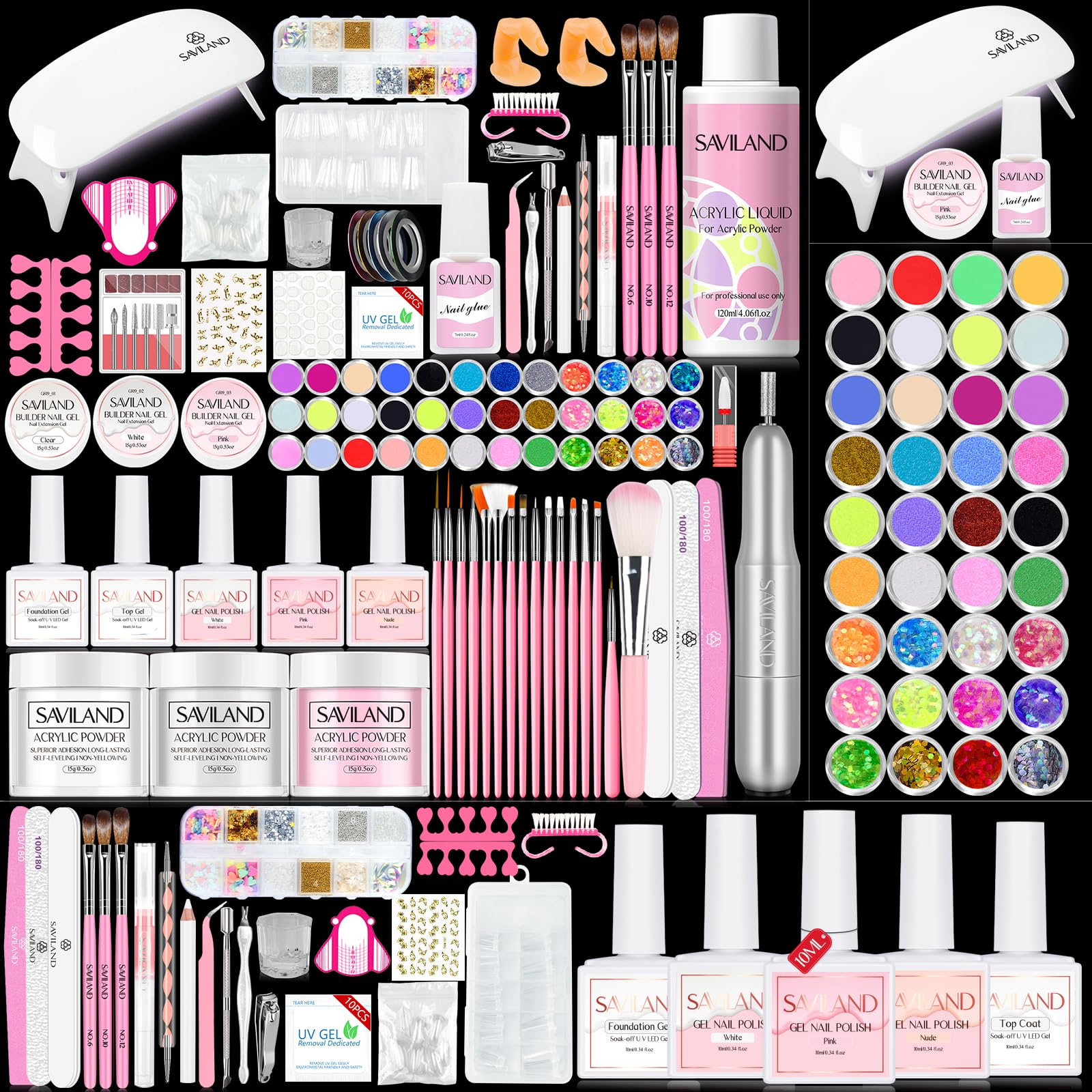Amazon.com: Saviland Acrylic Nail Kit with Drill – Nail Kit
