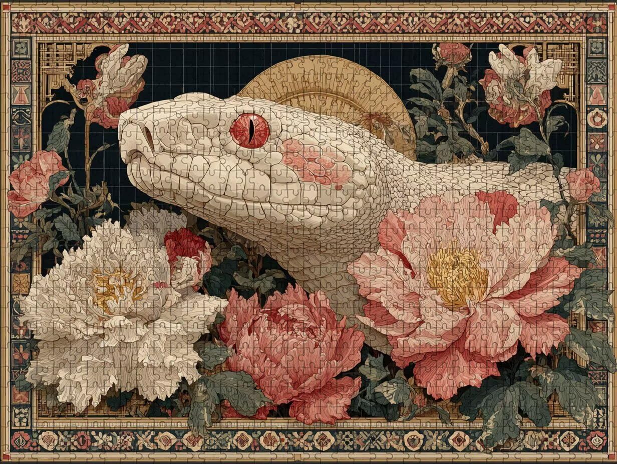 Puzzle Arte con Scatola Serpente, Flower Puzzle Legno 4000 Pezzi Adulti 141x87cm, Attività di Intrattenimento ad Alta Difficoltà, DIY Classici Gioco, Jigsaw Per Tutta La Famiglia, Regalo, 2-5092
